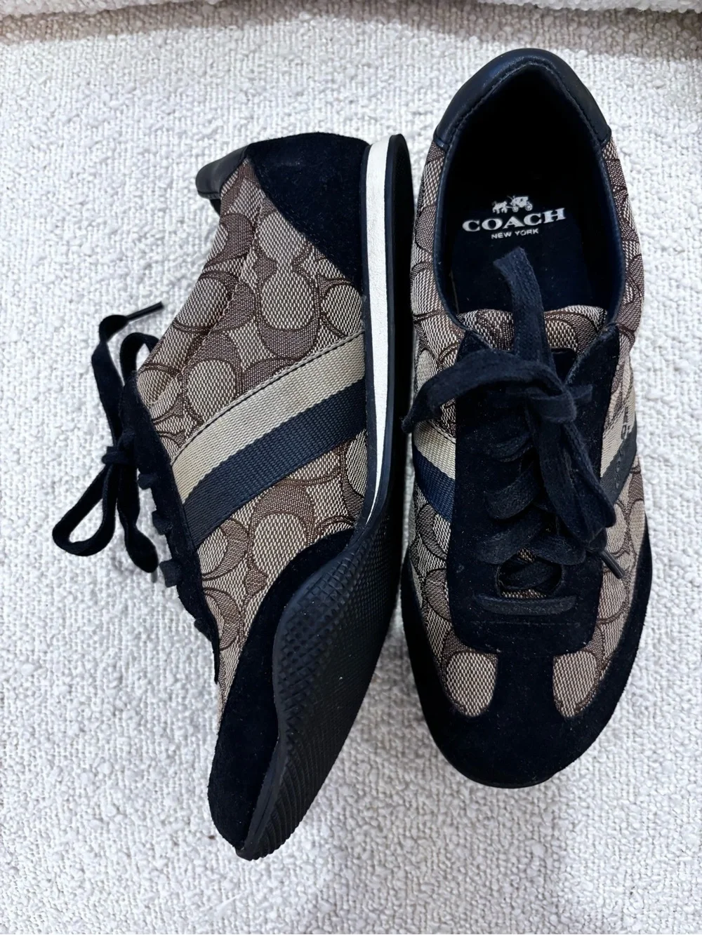 Coach Women’s Navy & Brown Signature Lace-Up Sneakers